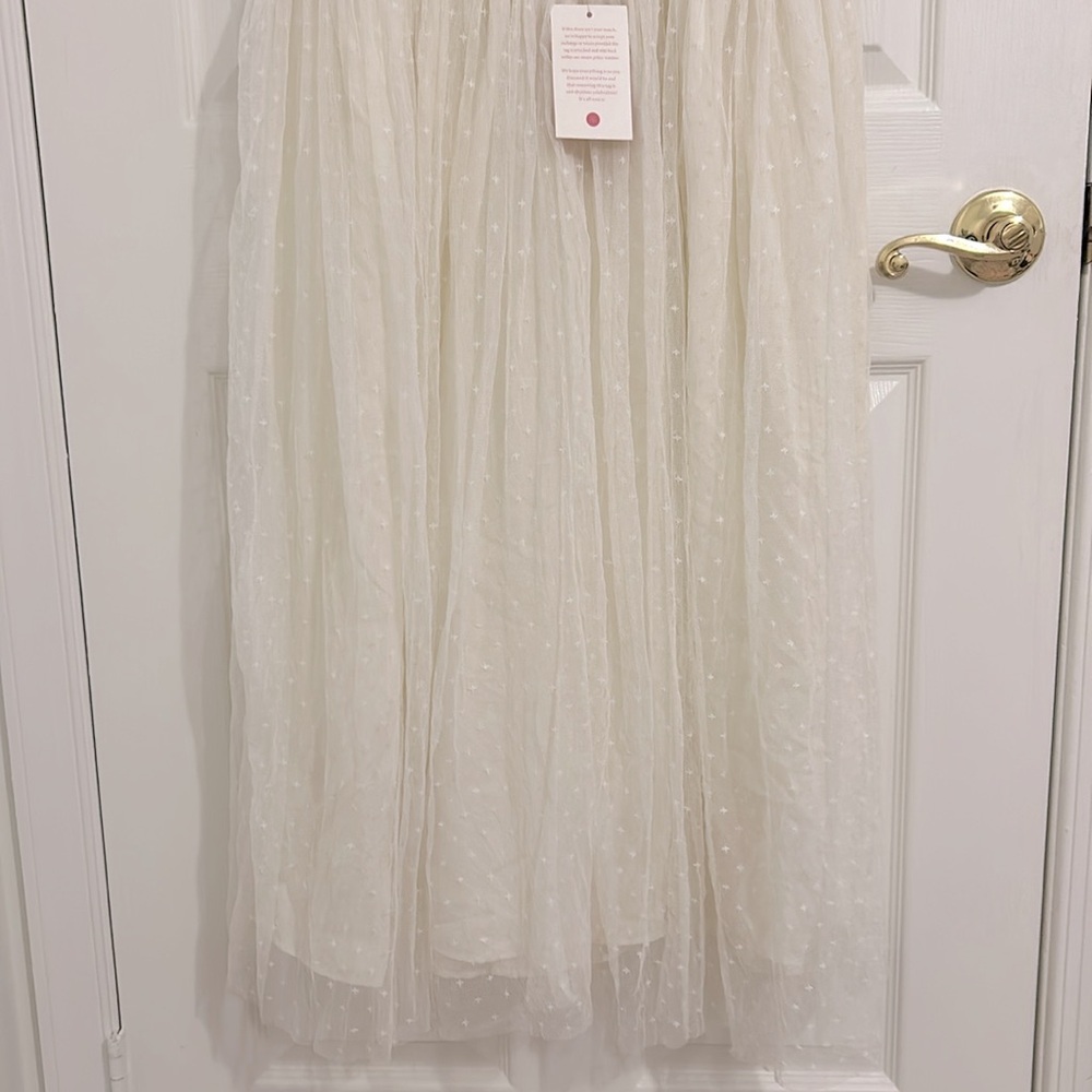 Ivy City Co White Floral Embroidered Lillian Tulle Midi Dress NWT Size Large - Picture 7 of 13